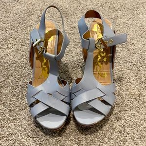 Qupid Soft Blue Wedge Sandals heels